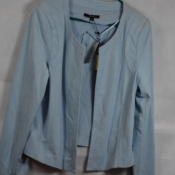 Soft Blue Faux Shammy-like Bolero Style Jacket Sz 14 Comma NWT - Picture 3 of 8